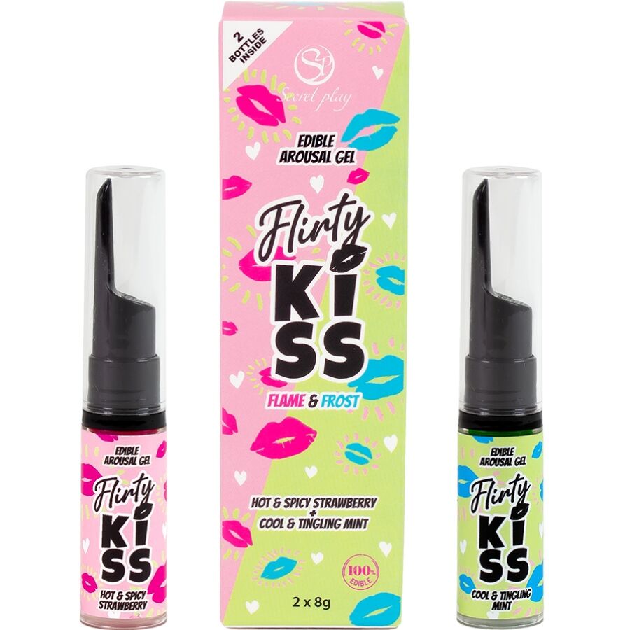 SECRETPLAY - FLIRTY KISS GELS WITH ORAL SEX EFFECTS STRAWBERRY MINT 2 x 8 GR