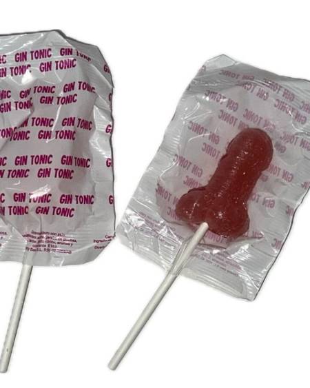 DIABLO GOLOSO - 1 PENIS LOLLIPOP GIN TONIC STRAWBERRY FLAVOR 10% ALCOHOL