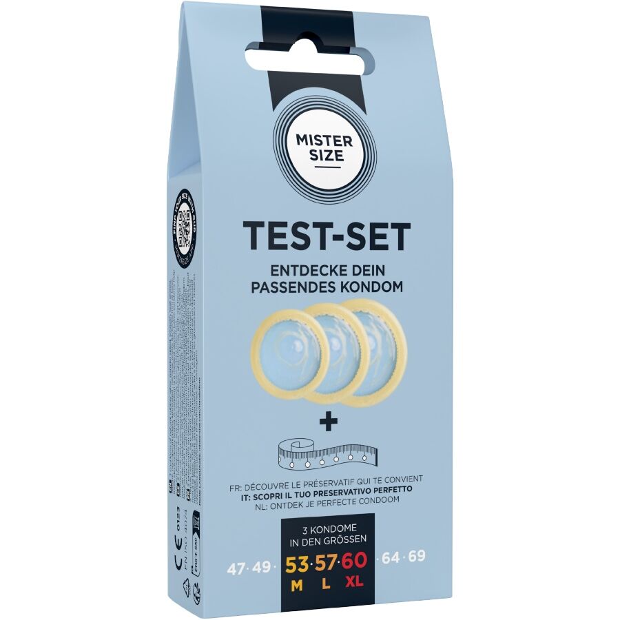 MISTER SIZE - TEST SET 3 DIFFERENT SIZED CONDOMS + MEASURING TAPE - Imagem de 2