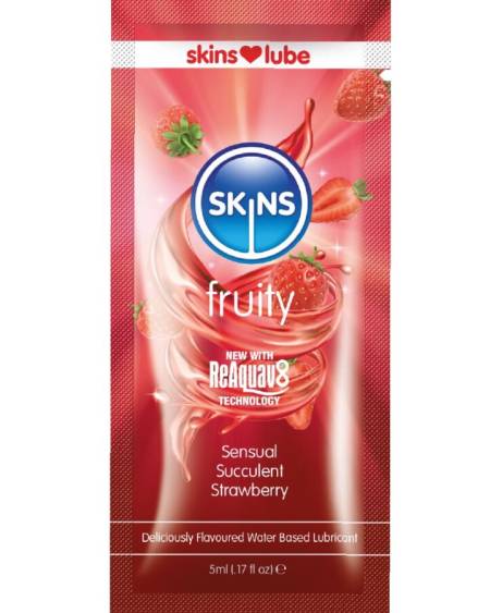 SKINS - FRUITY WATER-BASED LUBRICANT STRAWBERRY SINGLE-DOSE 5 ML