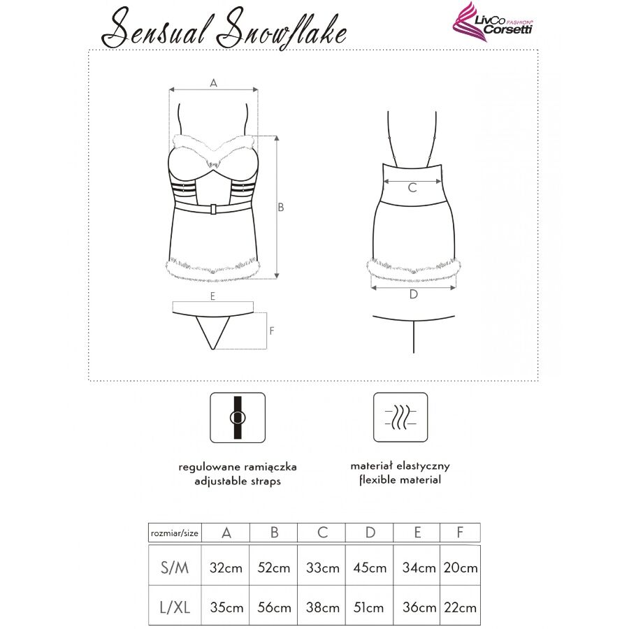 LIVCO CORSETTI FASHION - SENSUAL SNOWFLAKE LC 90603 CAMISA + TANGA + DIADEMA NAVIDEÑA S/M - Imagem de 5