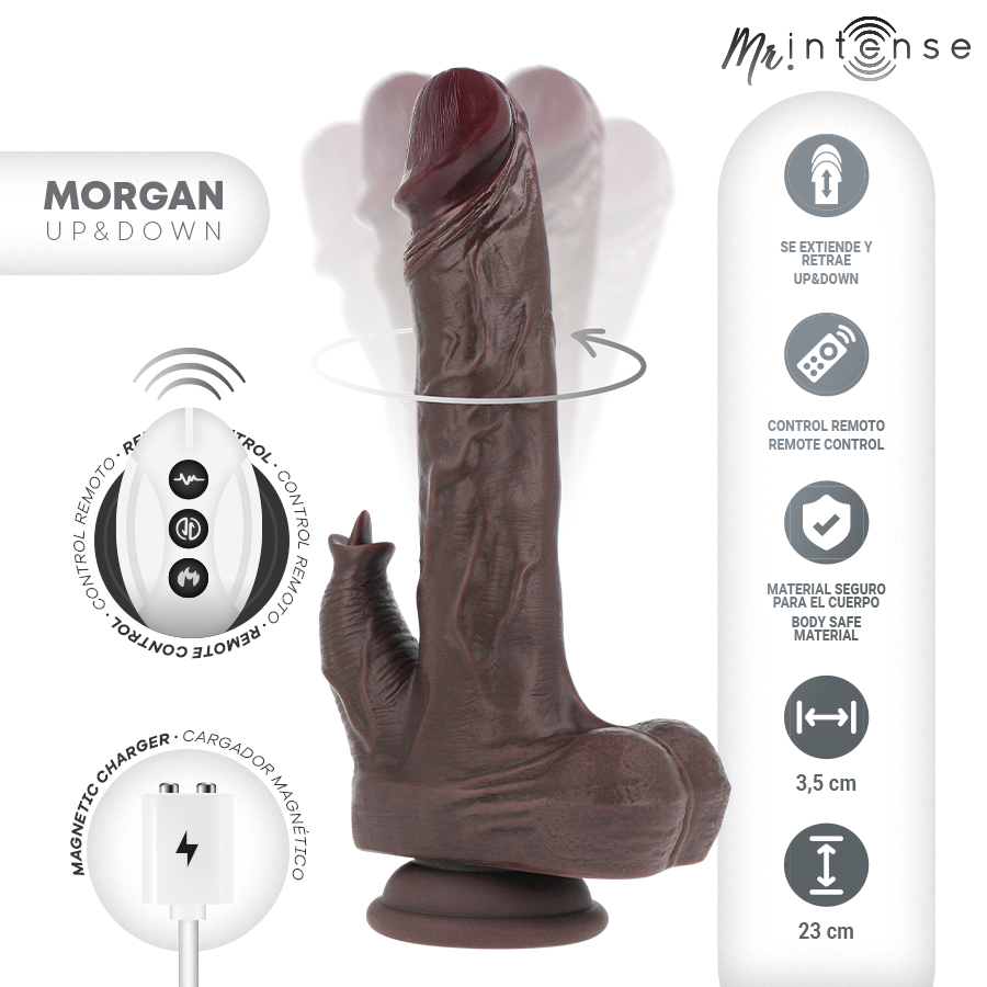MR INTENSE - MORGAN REALISTIC MULTIFUNCTION DOLL WITH VIBRATION AND UP AND DOWN REMOTE CONTROL 23 CM -O- 3.5 CM - Imagem de 3