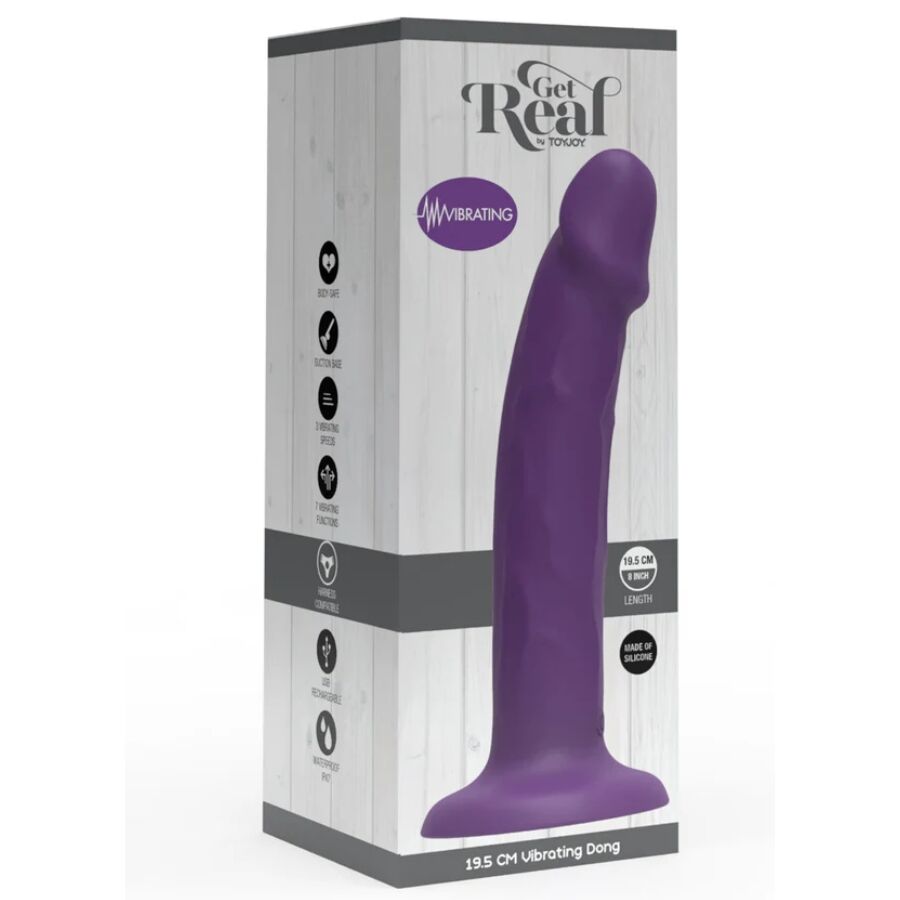 GET REAL - REALISTIC SILICONE VIBRATING DILDO PURPLE 19.5 CM - Imagem de 4