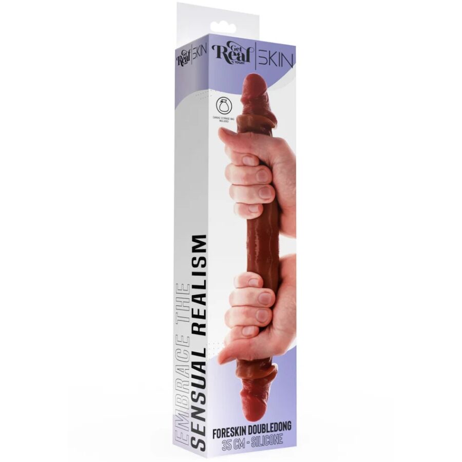 GET REAL - DOUBLE-ENDED SILICONE DILDO CARAMEL 35 CM - Imagem de 4