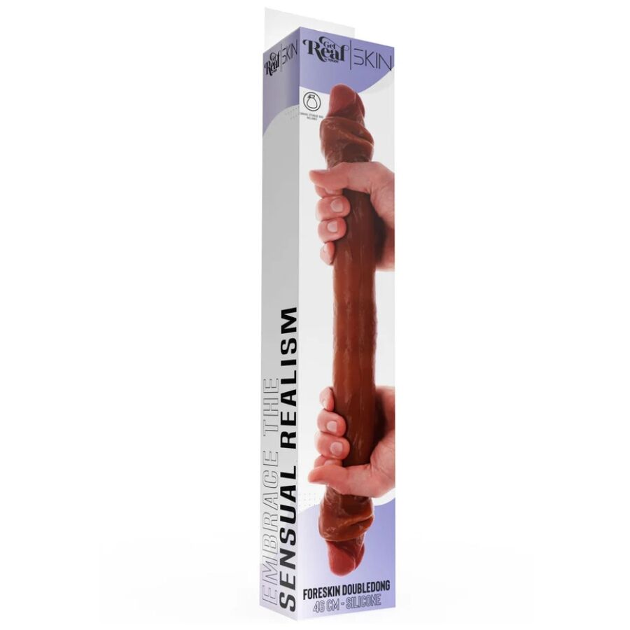 GET REAL - DOUBLE-ENDED SILICONE DILDO CARAMEL 46 CM - Imagem de 4