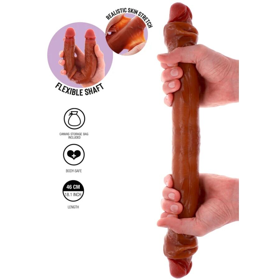 GET REAL - DOUBLE-ENDED SILICONE DILDO CARAMEL 46 CM - Imagem de 2