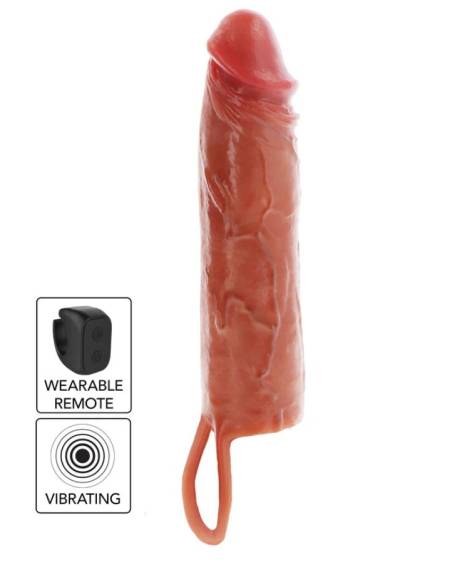 GET REAL - HYDRATED SKIN SILICONE VIBRATING PENIS SLEEVE CARAMEL 20 CM