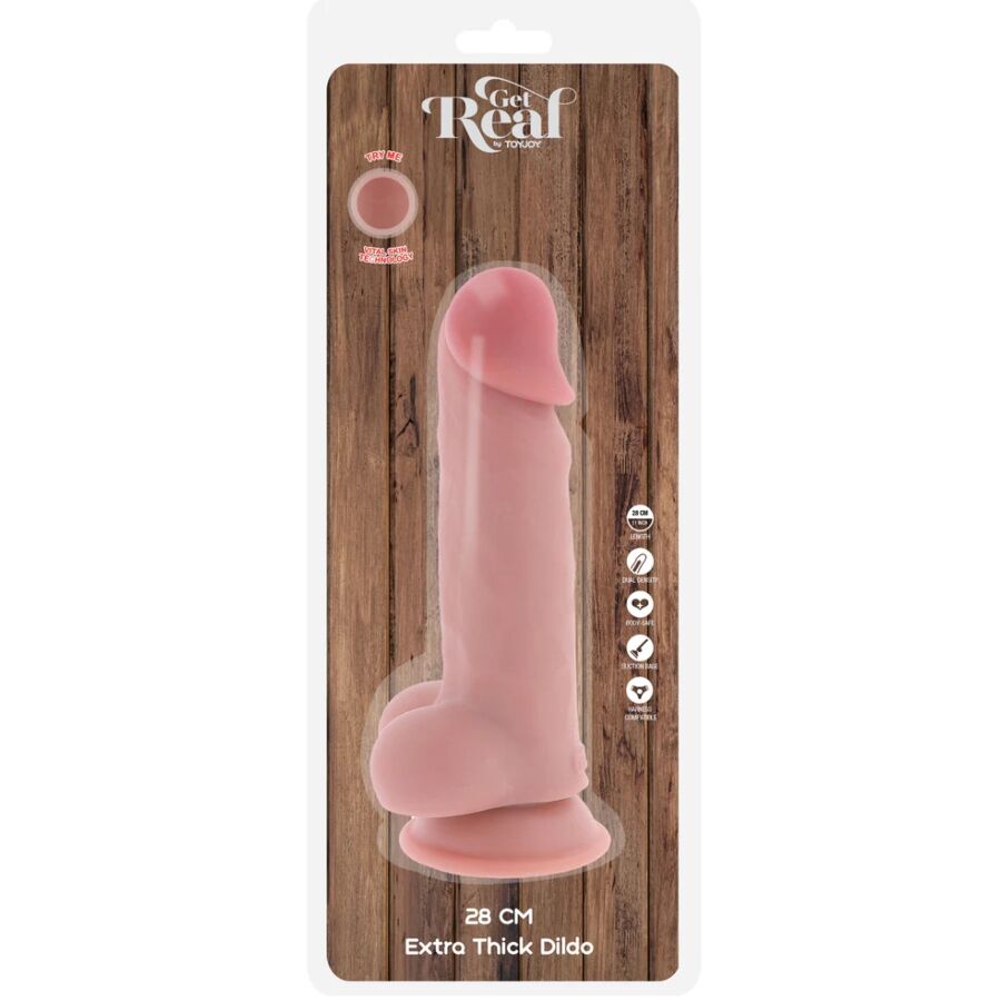 GET REAL - DELUXE REALISTIC PENIS WITH TESTICLES EXTRA THICK 28 CM - Imagem de 5