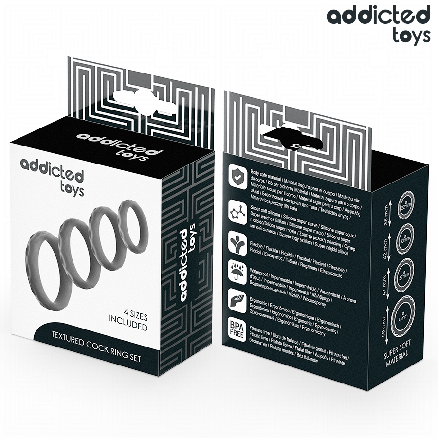 ADDICTED TOYS - TEXTURED COCK RING SET 4 SIZES - Imagem de 3