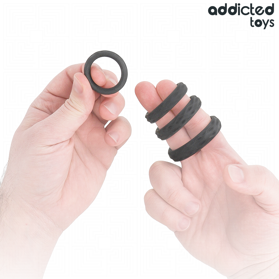 ADDICTED TOYS - TEXTURED COCK RING SET 4 SIZES - Imagem de 2
