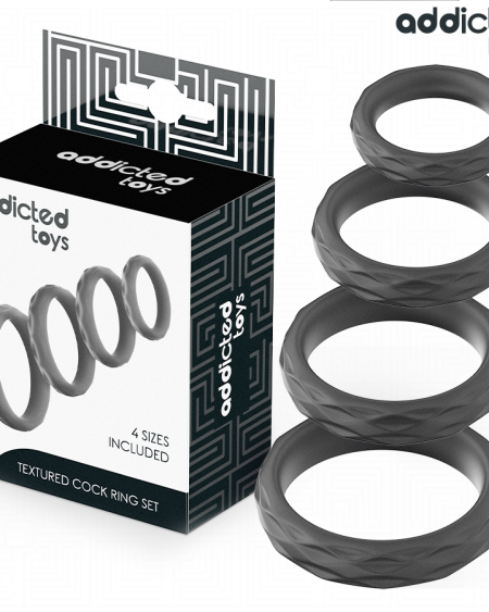 ADDICTED TOYS - TEXTURED COCK RING SET 4 SIZES