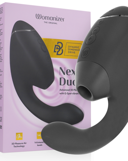 WOMANIZER - DUO NEXT DUAL CLITORAL  G-SPOT STIMULATOR BLACK