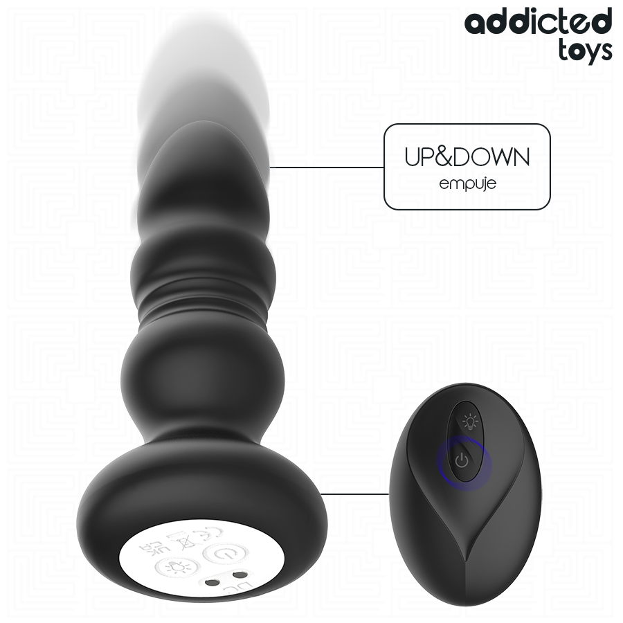ADDICTED TOYS - THRUSTING VIBRATING ANAL PLUG, LED LIGHT REMOTE CONTROL - Imagem de 2