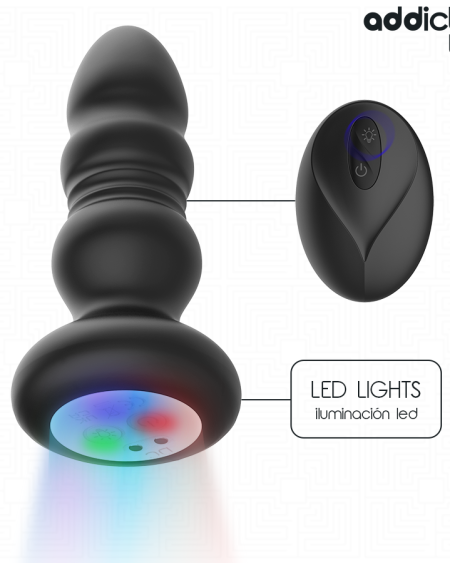 ADDICTED TOYS - THRUSTING VIBRATING ANAL PLUG, LED LIGHT REMOTE CONTROL