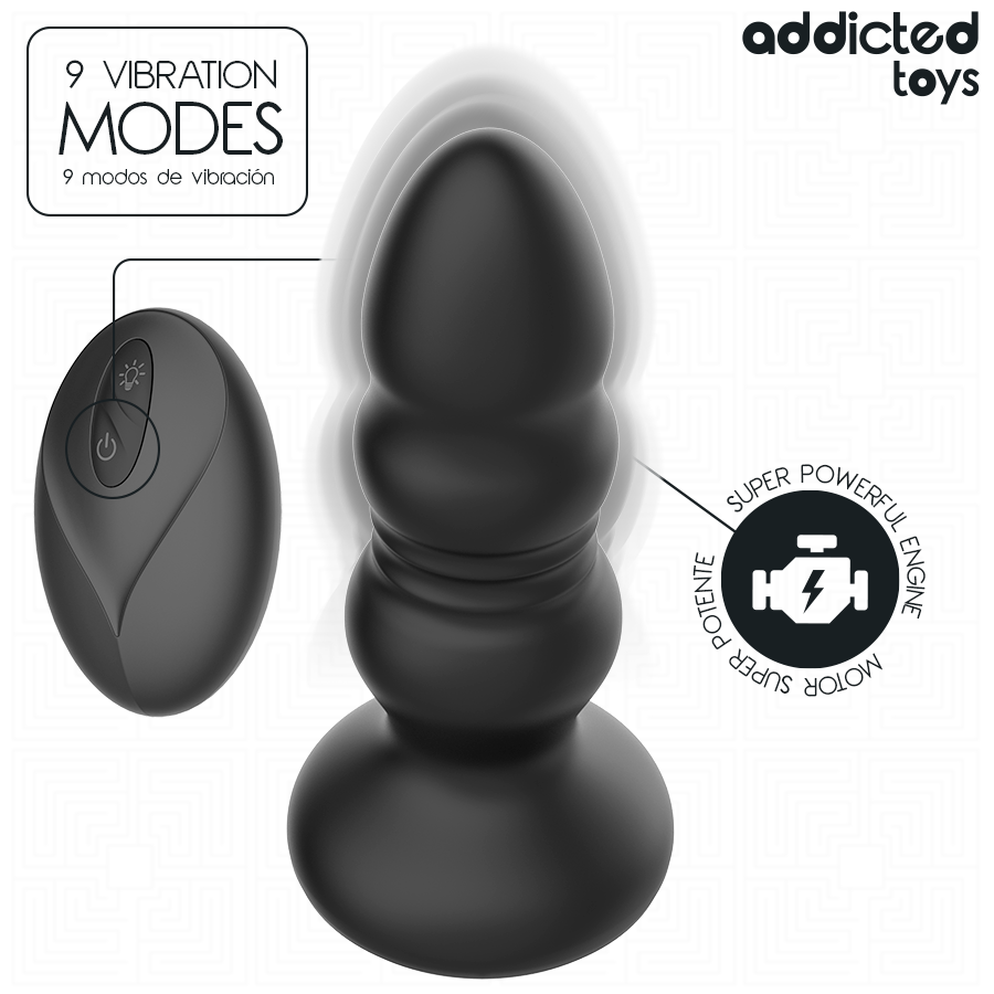 ADDICTED TOYS - THRUSTING VIBRATING ANAL PLUG, LED LIGHT REMOTE CONTROL - Imagem de 4