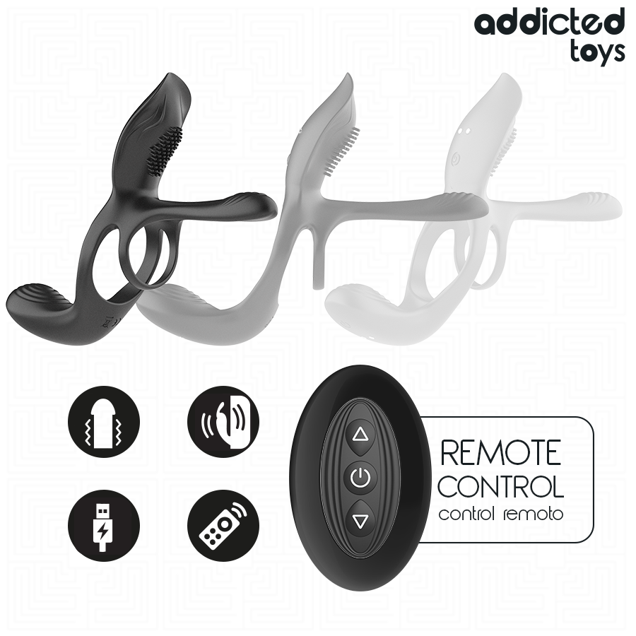 ADDICTED TOYS - DOUBLE PENIS RING WITH CLITORAL STIMULATOR - Imagem de 3