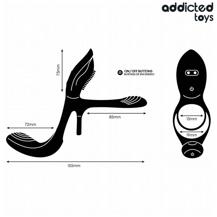 ADDICTED TOYS - DOUBLE PENIS RING WITH CLITORAL STIMULATOR - Imagem de 4