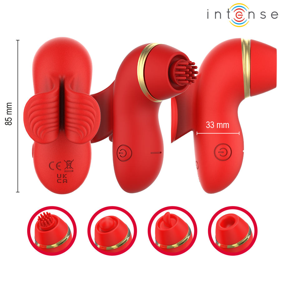 INTENSE - PATTY STIMULATOR WITH 4 HEADS, SUCTION, TAPPING, TICKLING AND LICKING - Imagem de 2