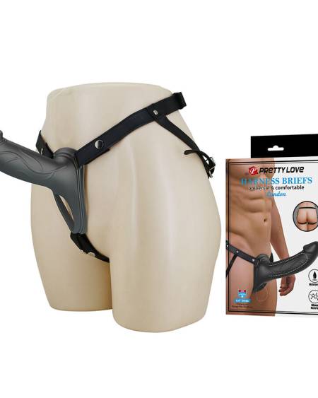 PRETTY LOVE - LANDON BLACK VIBRATING STRAP-ON