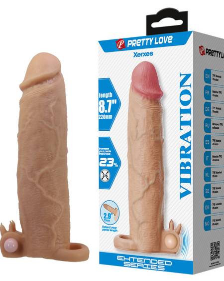 PRETTY LOVE - XERXES PENIS SLEEVE WITH CLITORAL STIMULATOR AND VIBRATION