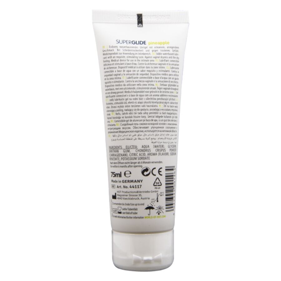 HOT - SUPERGLIDE EDIBLE LUBRICANT WATERBASED PINEAPPLE 75 ML - Imagem de 2