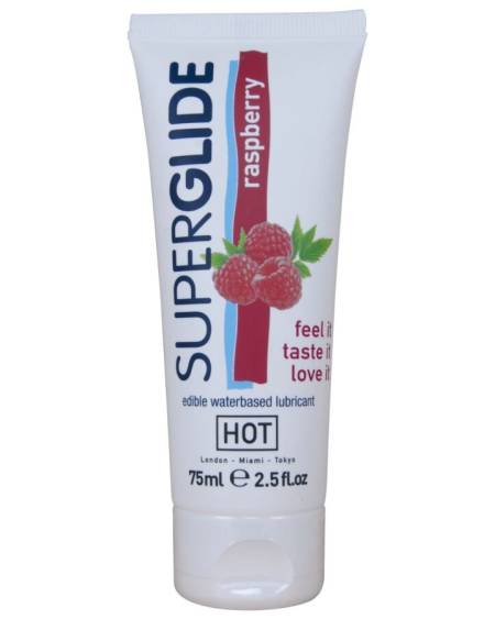 HOT - SUPERGLIDE EDIBLE LUBRICANT WATERBASED RASPBERRY 75 ML