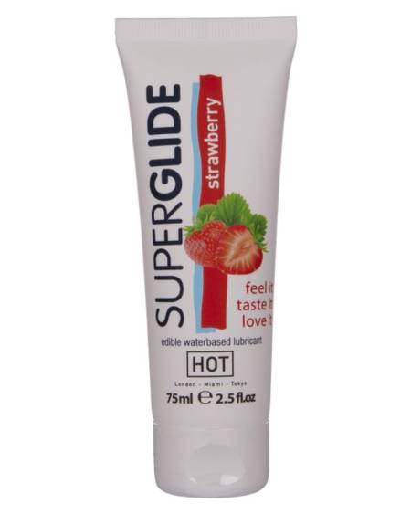 HOT - SUPERGLIDE EDIBLE LUBRICANT WATERBASED STRAWBERRY 75 ML