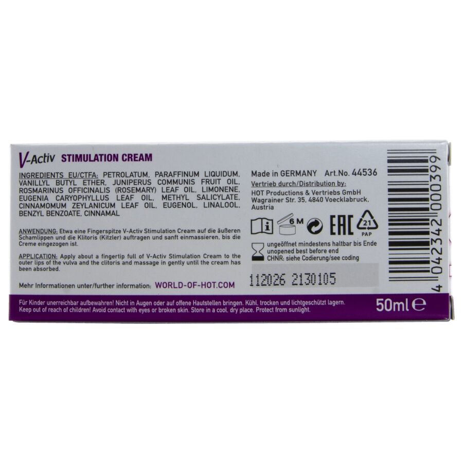 HOT - V-ACTIV STIMULATION CREAM FOR WOMEN 50 ML - Imagem de 5
