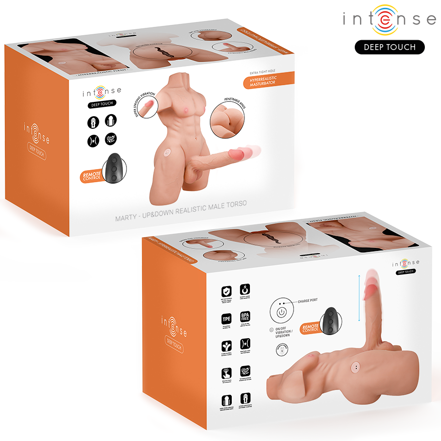 INTENSE DEEP TOUCH - MARTY TORSO WITH ANUS AND REALISTIC DILDO WITH PUSHING AND VIBRATION, REMOTE CONTROL, 6.2 KG - Imagem de 3