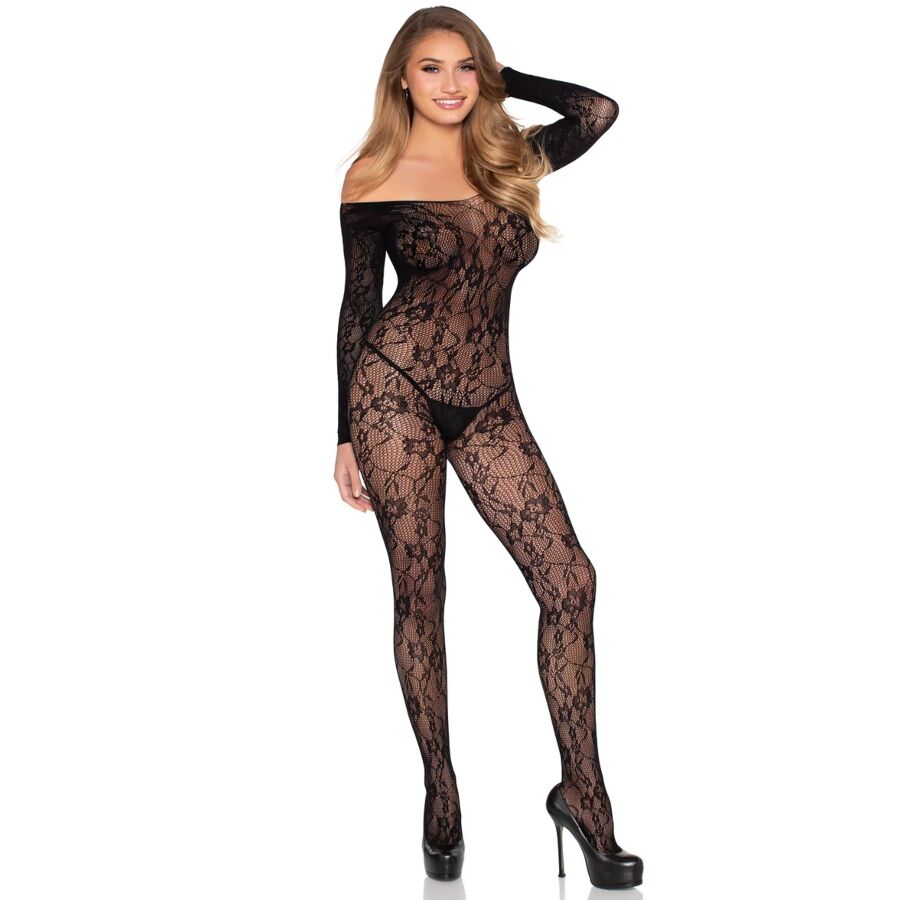 LEG AVENUE - 89366 LACE LINGERIE BODYSTOCKING BLACK - ONE SIZE - Imagem de 2