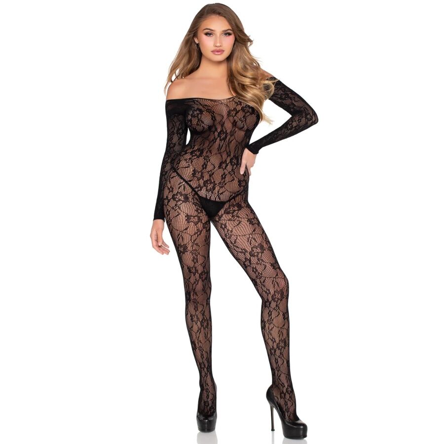 LEG AVENUE - 89366 LACE LINGERIE BODYSTOCKING BLACK - ONE SIZE - Imagem de 5