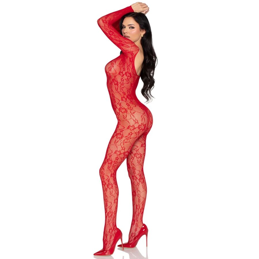 LEG AVENUE - 89366 LACE LINGERIE BODYSTOCKING RED - ONE SIZE - Imagem de 4