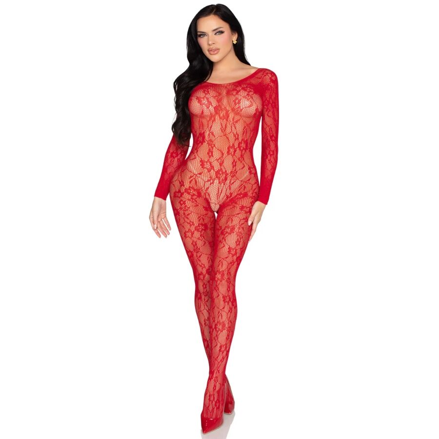 LEG AVENUE - 89366 LACE LINGERIE BODYSTOCKING RED - ONE SIZE - Imagem de 2