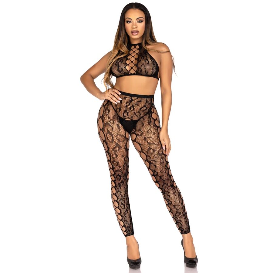 LEG AVENUE - 89372 CROP TOP CROTCHLESS TIGHTS BLACK - ONE SIZE - Imagem de 4