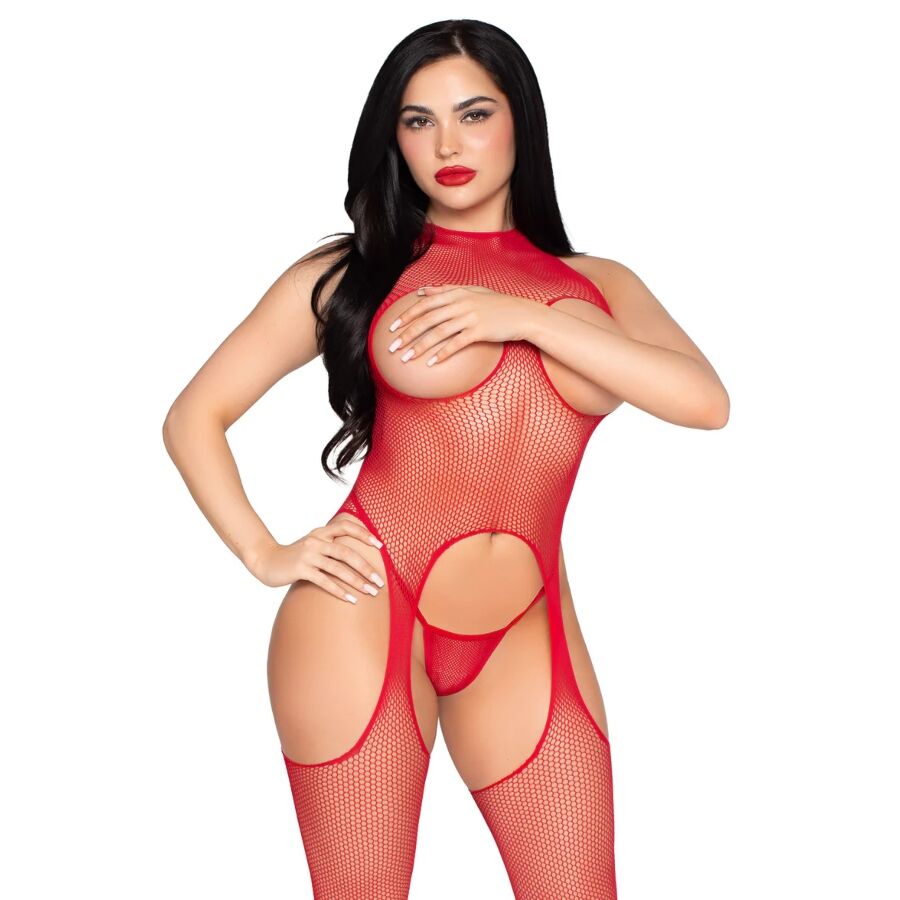 LEG AVENUE - 89374 CUPLESS BODYSTOCKING AND PANTY RED - ONE SIZE - Imagem de 2