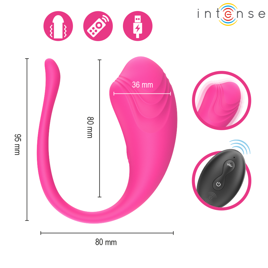 INTENSE - OLIVIA PINK VIBRATING EGG WITH REMOTE CONTROL - Imagem de 5