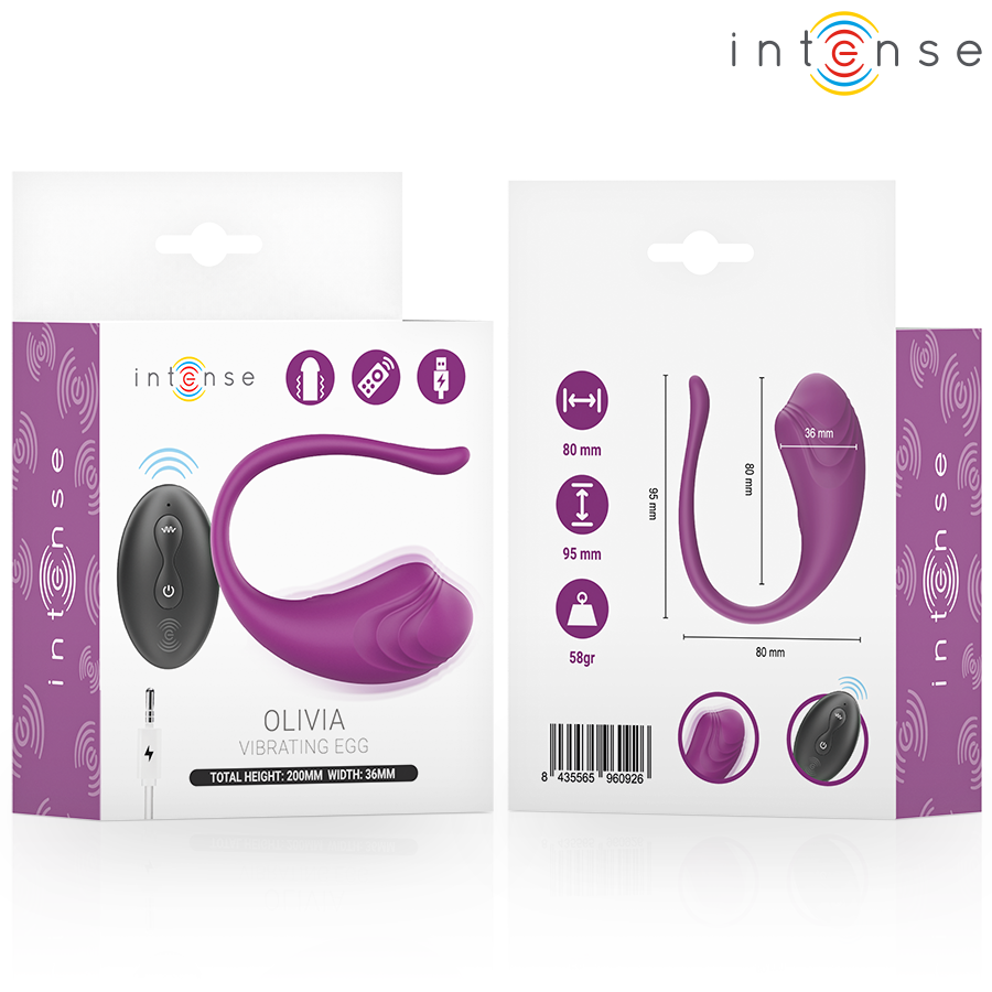 INTENSE - OLIVIA PURPLE VIBRATING EGG WITH REMOTE CONTROL - Imagem de 3