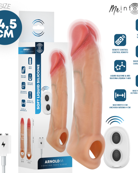 MR INTENSE - ARNOLD M VIBRATOR SILICONE PENIS SLEEVE WITH REMOTE CONTROL 14.5 CM -Ø- 4 CM