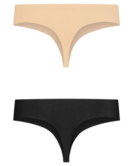 BYE-BRA - PACK 2 TANGAS INVISIBLES BEIGE Y NEGRO TALLA S