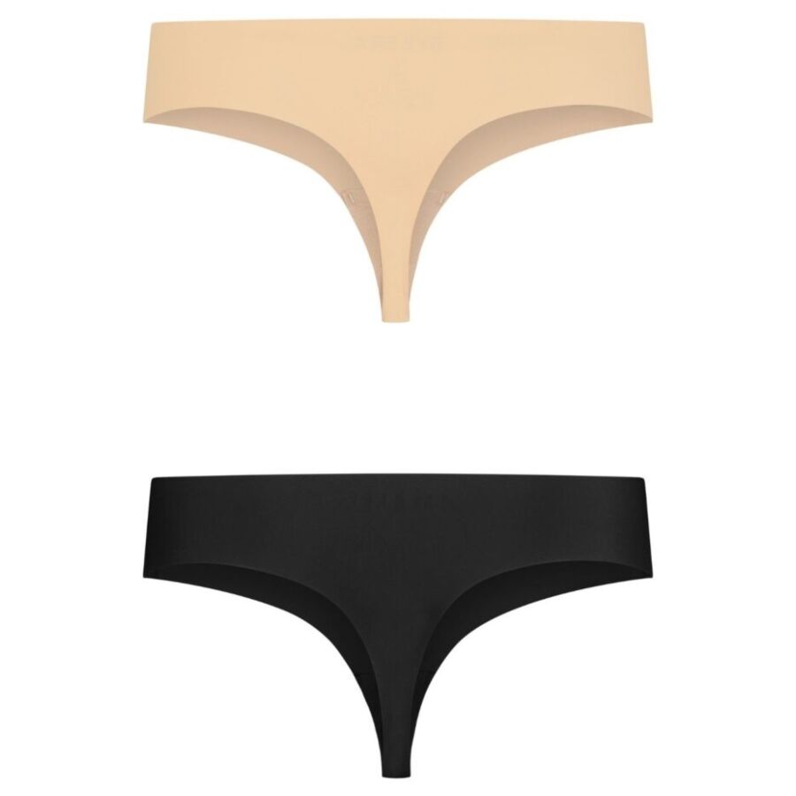 BYE-BRA - PACK 2 TANGAS INVISIBLES BEIGE Y NEGRO TALLA S