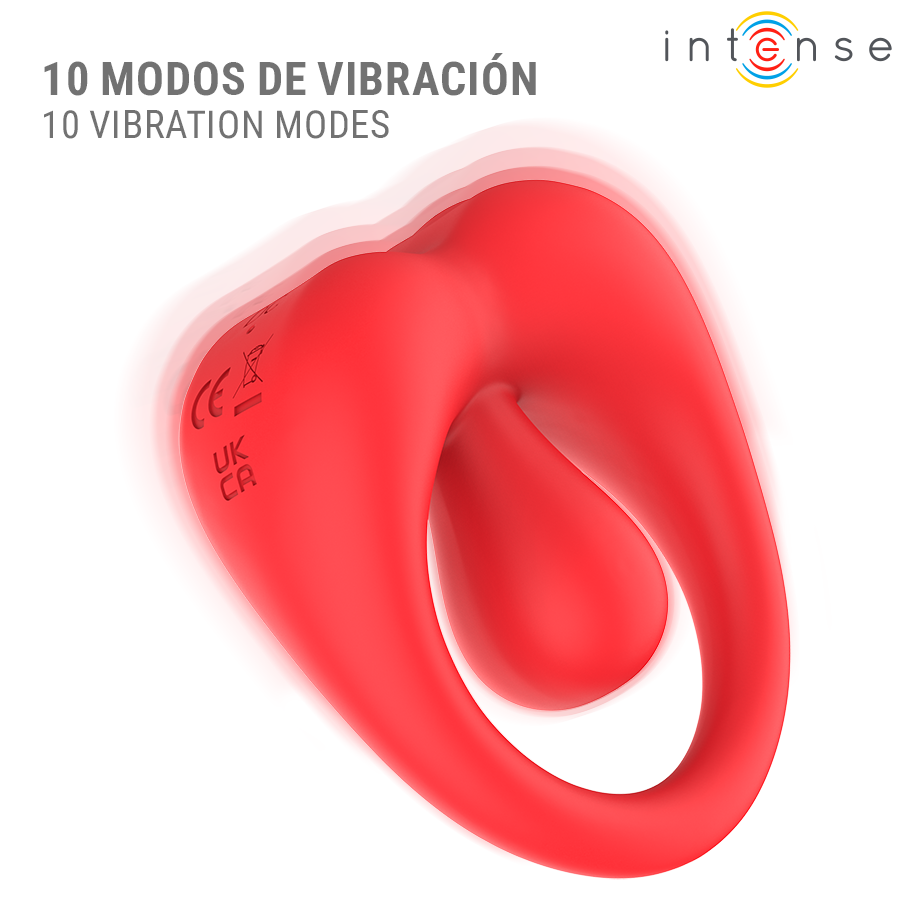 INTENSE - RUSSELL VIBRATING PENIS RING WITH CLITORIS STIMULATION RED - Imagem de 3