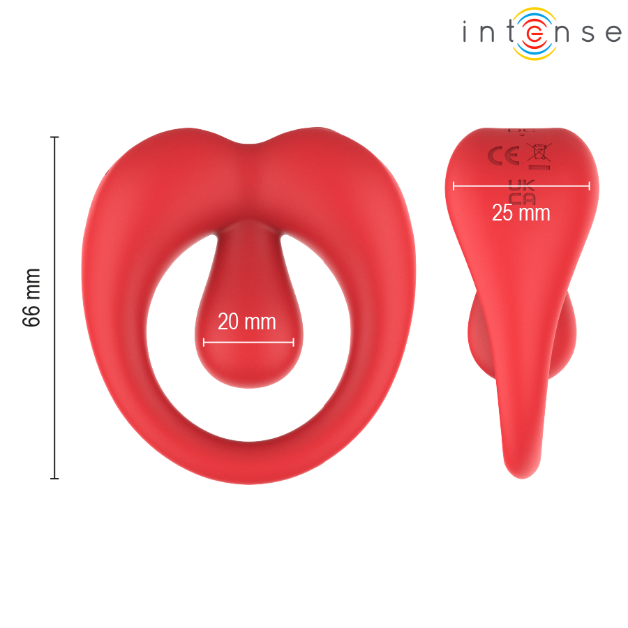 INTENSE - RUSSELL VIBRATING PENIS RING WITH CLITORIS STIMULATION RED - Imagem de 5