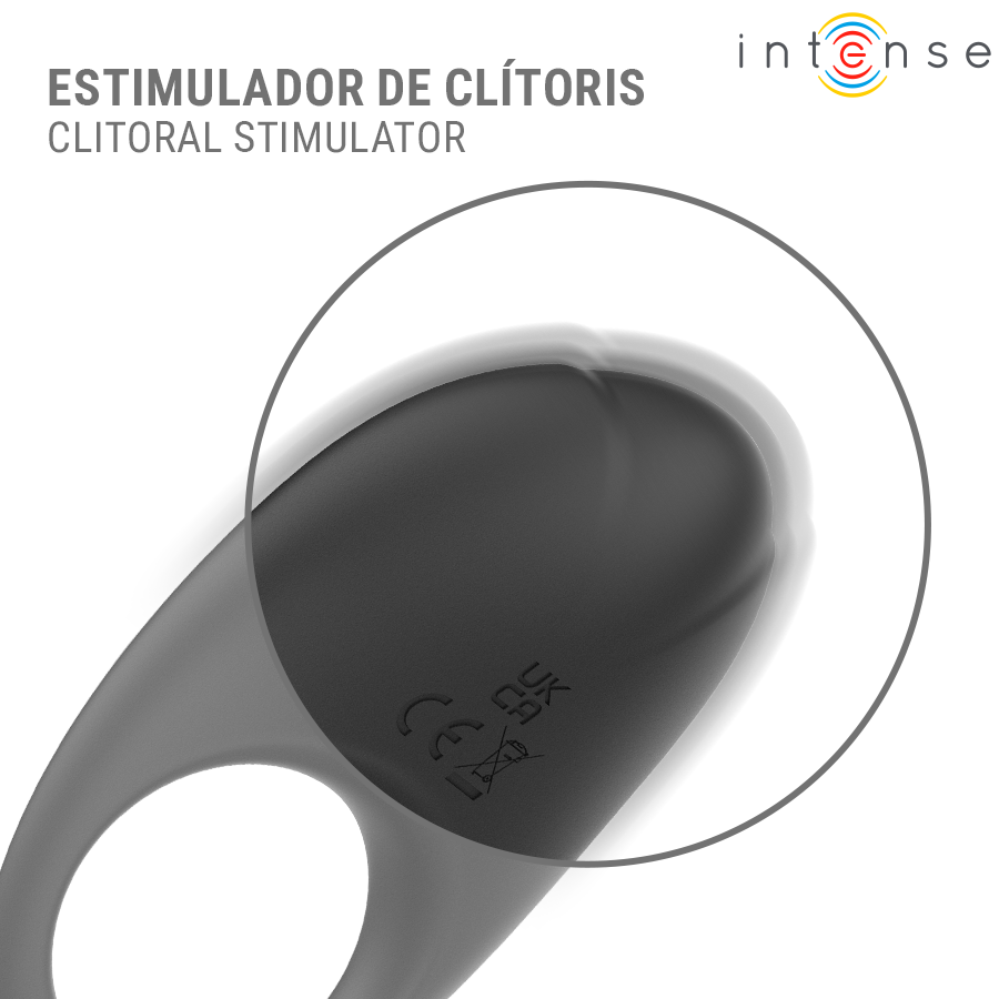 INTENSE - MERLOTTE VIBRATING PENIS RING WITH CLITORIS STIMULATION BLACK - Imagem de 4