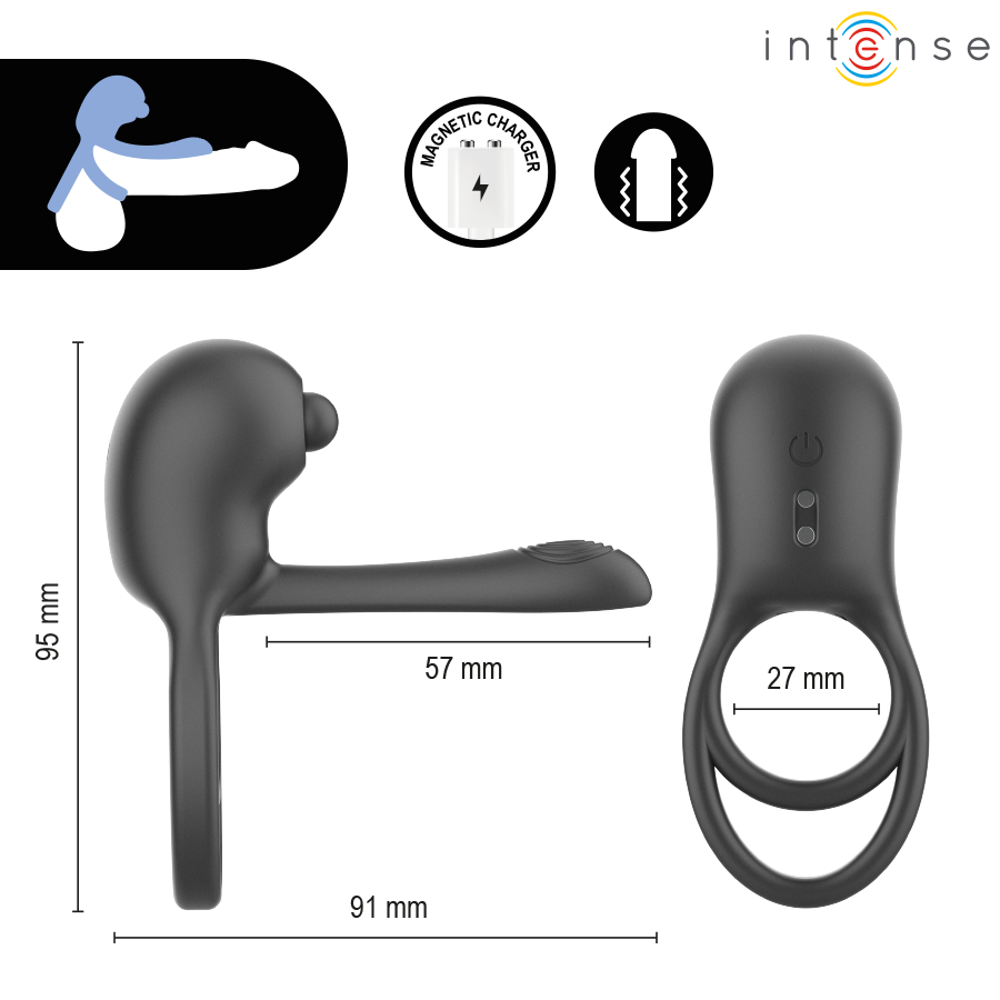 INTENSE - SPIKE REMOTE CONTROL VIBRATING PENIS RING - Imagem de 5