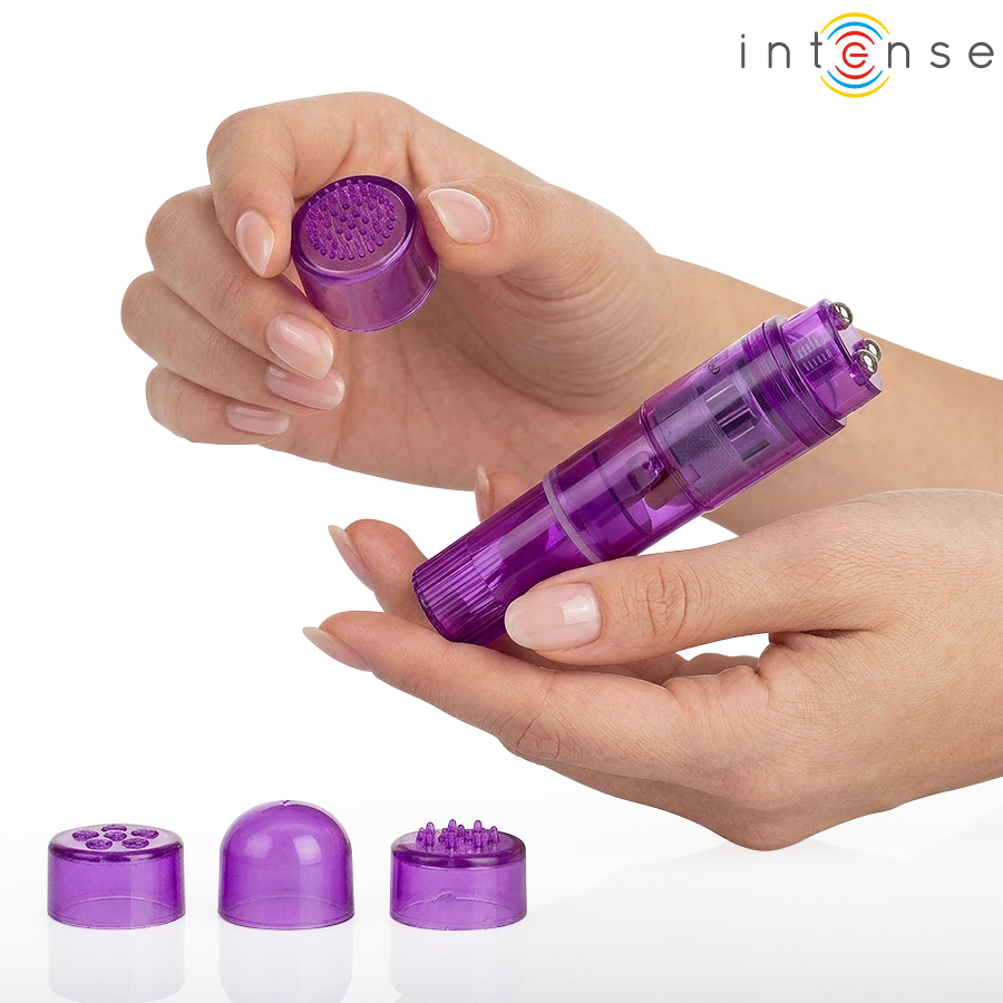INTENSE - KURT MINI MASSAGER WITH 4 INTERCHANGEABLE HEADS PURPLE - Imagem de 2
