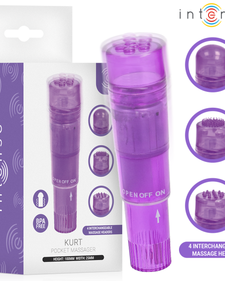 INTENSE - KURT MINI MASSAGER WITH 4 INTERCHANGEABLE HEADS PURPLE
