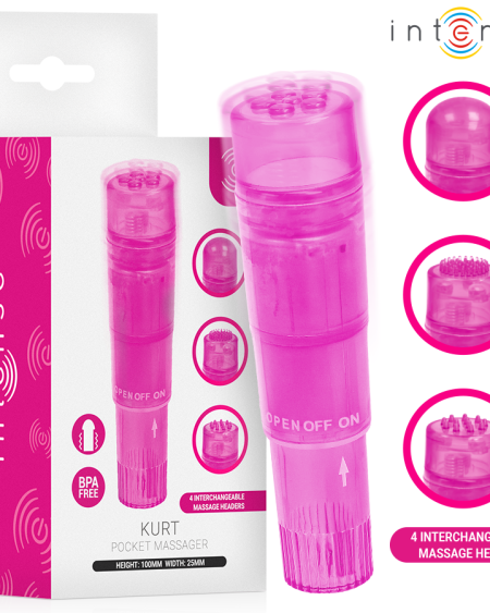 INTENSE - KURT MINI MASSAGER WITH 4 INTERCHANGEABLE HEADS PINK