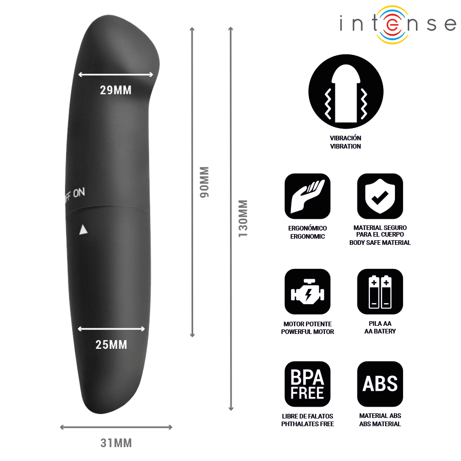 INTENSE - PHIL G-SPOT VIBRATOR BLACK 13 CM - Imagem de 3