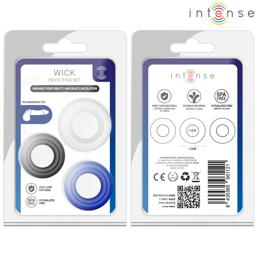 INTENSE - WICK SET OF 3 PENIS RINGS VARIOUS COLORS - Imagem de 5