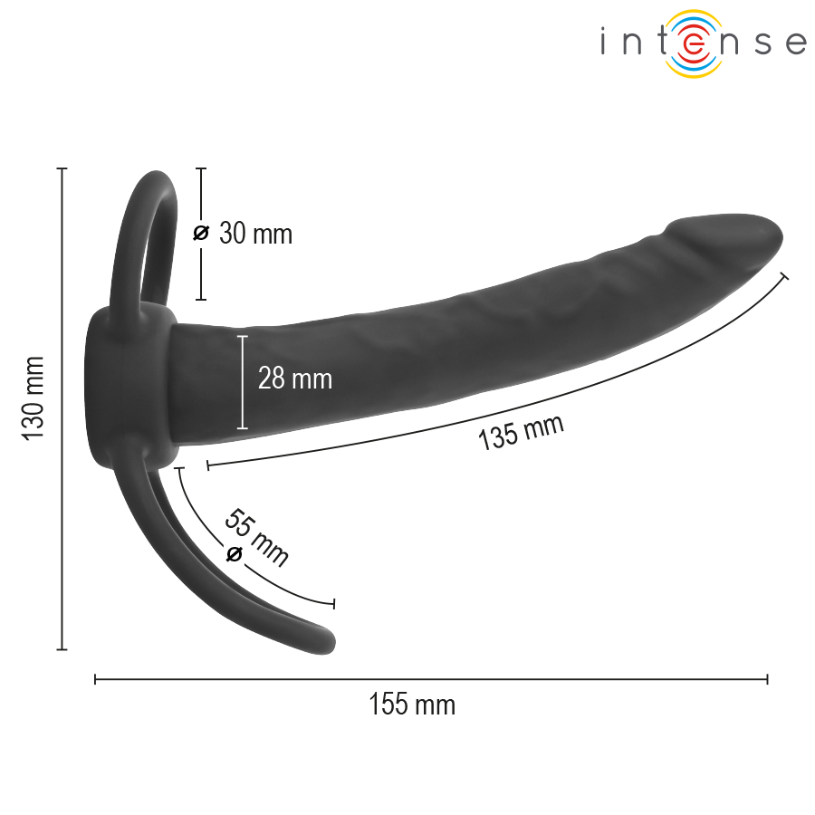 INTENSE- LUCAS ANAL DILDO WITH COCK AND TESTICLE RING SILICONE - Imagem de 3